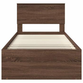 Bettrahmen Braun Eichen-Optik 90 x 190 cm Massives Kiefernholz