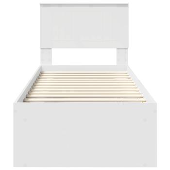 Bettrahmen mit Kopfteil Weiß 75 x 190 cm Massives Kiefernholz