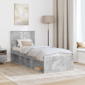 Bettrahmen Beton Grau 75 x 190 cm Massives Kiefernholz