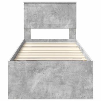 Bettrahmen Beton Grau 75 x 190 cm Massives Kiefernholz