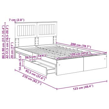 Aufbewahrungsbett Sonoma-Eiche 120 x 200 cm Holzwerkstoff