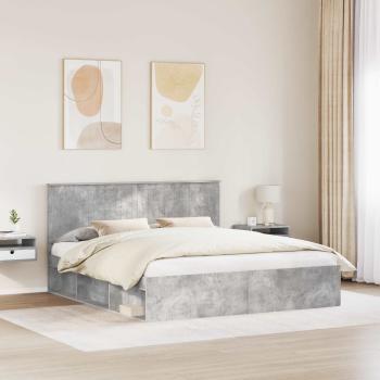 Bettrahmen mit Kopfteil Beton 180 x 200 cm Massives Kiefernholz