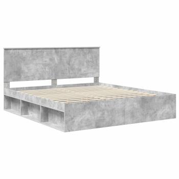 Bettrahmen mit Kopfteil Beton 180 x 200 cm Massives Kiefernholz