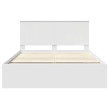 Bettrahmen mit Kopfteil Weiß 150 x 200 cm Massives Kiefernholz