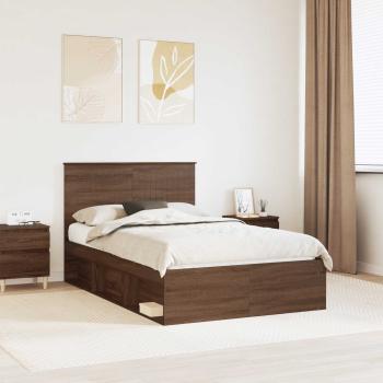 ARDEBO.de - Bettrahmen Braun Eichen-Optik 120 x 200 cm Massives Kiefernholz