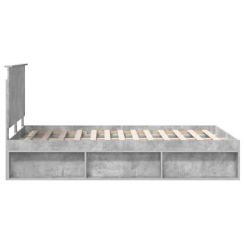 ARDEBO.de - Bettrahmen mit Kopfteil Beton 120 x 190 cm Massives Kiefernholz