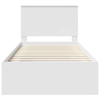 Bettrahmen mit Kopfteil Weiß 100 x 200 cm Massives Kiefernholz