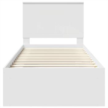 Bettrahmen mit Kopfteil Weiß 90 x 190 cm Massives Kiefernholz