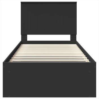 Bettrahmen Schwarz 90 x 190 cm Massives Kiefernholz