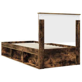 Bettrahmen Geräucherte Eiche 90 x 190 cm Massives Kiefernholz