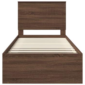 Bettrahmen Braun Eichen-Optik 90 x 190 cm Massives Kiefernholz