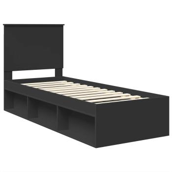 Bettrahmen Schwarz 75 x 190 cm Massives Kiefernholz