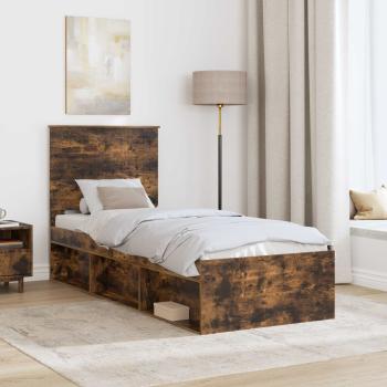 Bettrahmen Räuchereiche 75 x 190 cm Massives Kiefernholz