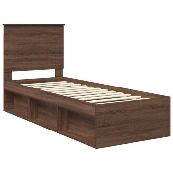 Bettrahmen Braun Eichen-Optik 75 x 190 cm Massives Kiefernholz