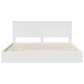 Aufbewahrungsbett mit Kopfteil Weiß 200 x 200 cm Holzwerkstoff