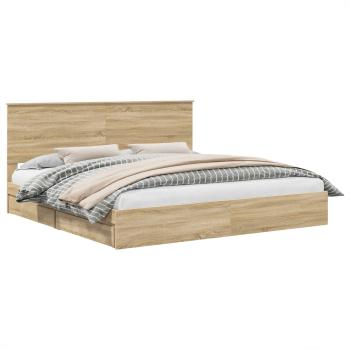 Aufbewahrungsbett Sonoma-Eiche 200 x 200 cm Holzwerkstoff