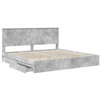 Aufbewahrungsbett Beton Grau 200 x 200 cm Holzwerkstoff