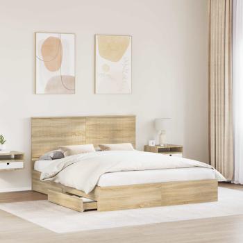 Aufbewahrungsbett Sonoma-Eiche 160 x 200 cm Holzwerkstoff