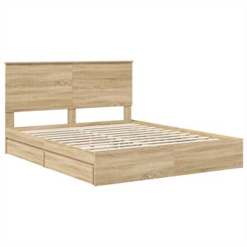 Aufbewahrungsbett Sonoma-Eiche 160 x 200 cm Holzwerkstoff