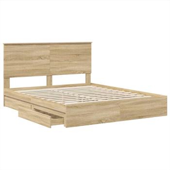 Aufbewahrungsbett Sonoma-Eiche 160 x 200 cm Holzwerkstoff