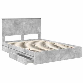 Aufbewahrungsbett Beton Grau 135 x 190 cm Holzwerkstoff