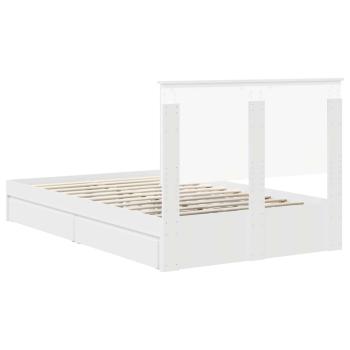 Aufbewahrungsbett mit Kopfteil Weiß 120 x 200 cm Holzwerkstoff