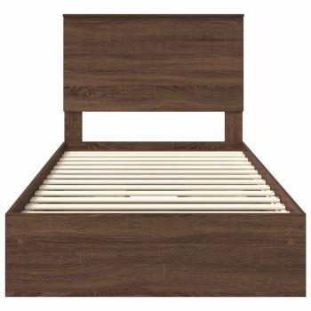 Aufbewahrungsbett Braun Eichen-Optik 100 x 200 cm Holzwerkstoff