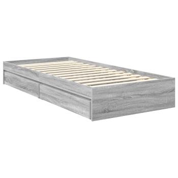 ARDEBO.de - Aufbewahrungsbett Graues Sonoma 90 x 200 cm Holzwerkstoff