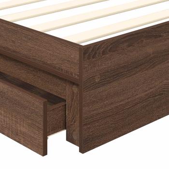 Aufbewahrungsbett Braun Eichen-Optik 90 x 200 cm Holzwerkstoff