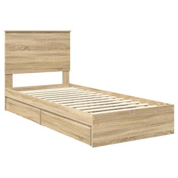 ARDEBO.de - Aufbewahrungsbett Sonoma-Eiche 90 x 190 cm Holzwerkstoff