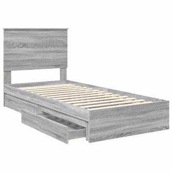 Aufbewahrungsbett Graues Sonoma 90 x 190 cm Holzwerkstoff