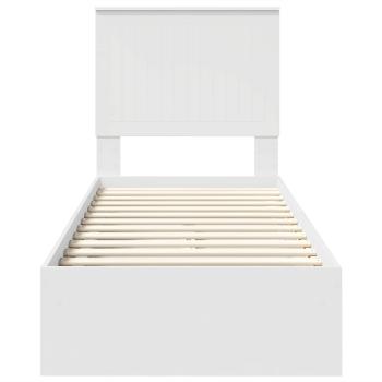 Aufbewahrungsbett mit Kopfteil Weiß 75 x 190 cm Holzwerkstoff
