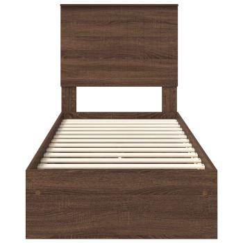 Aufbewahrungsbett Braun Eichen-Optik 75 x 190 cm Holzwerkstoff