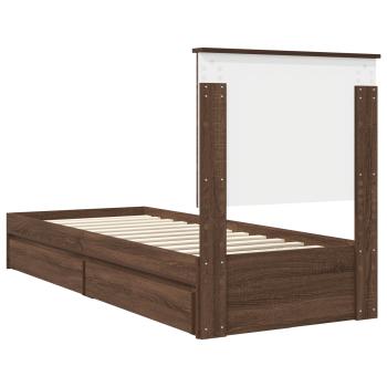 Aufbewahrungsbett Braun Eichen-Optik 75 x 190 cm Holzwerkstoff