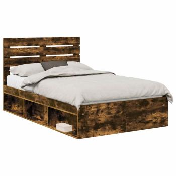 ARDEBO.de - Bettrahmen Geräucherte Eiche 120 x 190 cm Massives Kiefernholz