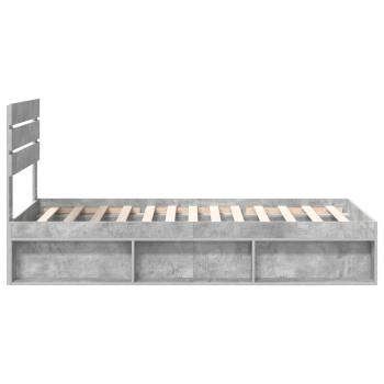 Bettrahmen Beton Grau 100 x 200 cm Massives Kiefernholz