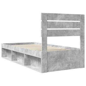 Bettrahmen Beton Grau 100 x 200 cm Massives Kiefernholz