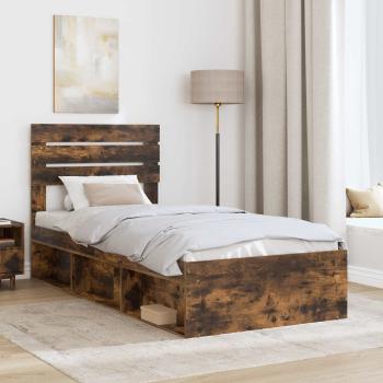 Bettrahmen Geräucherte Eiche 100 x 200 cm Massives Kiefernholz