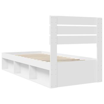 Bettrahmen mit Kopfteil Weiß 90 x 200 cm Massives Kiefernholz