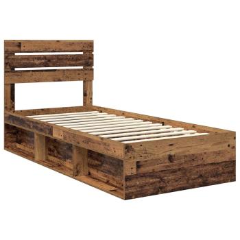 Bettrahmen Altholz 90 x 190 cm Massives Kiefernholz