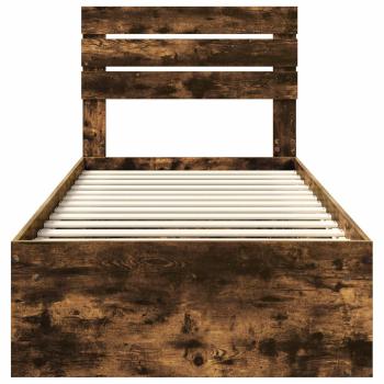 Bettrahmen Geräucherte Eiche 75 x 190 cm Massives Kiefernholz
