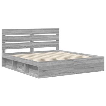 Bettrahmen Graues Sonoma 200 x 200 cm Massives Kiefernholz