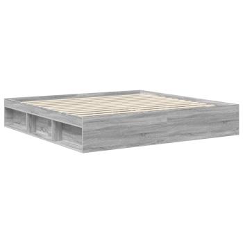 Bettrahmen Graues Sonoma 200 x 200 cm Massives Kiefernholz