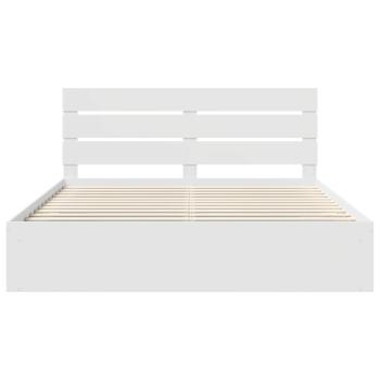 Bettrahmen mit Kopfteil Weiß 180 x 200 cm Massives Kiefernholz