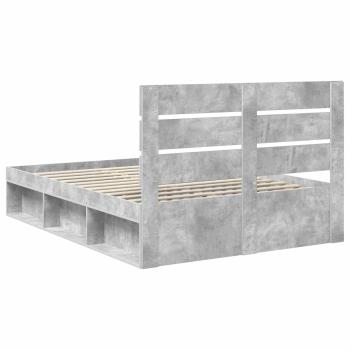 Bettrahmen Beton Grau 150 x 200 cm Massives Kiefernholz