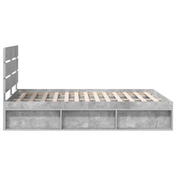 Bettrahmen mit Kopfteil Beton 140 x 200 cm Massives Kiefernholz