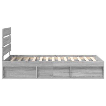 ARDEBO.de - Bettrahmen Graues Sonoma 100 x 200 cm Massives Kiefernholz