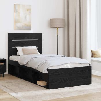 Bettrahmen Schwarz 90 x 190 cm Massives Kiefernholz