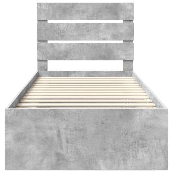 ARDEBO.de - Bettrahmen Beton Grau 75 x 190 cm Massives Kiefernholz