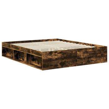 ARDEBO.de - Bettrahmen Geräucherte Eiche 160 x 200 cm Massives Kiefernholz